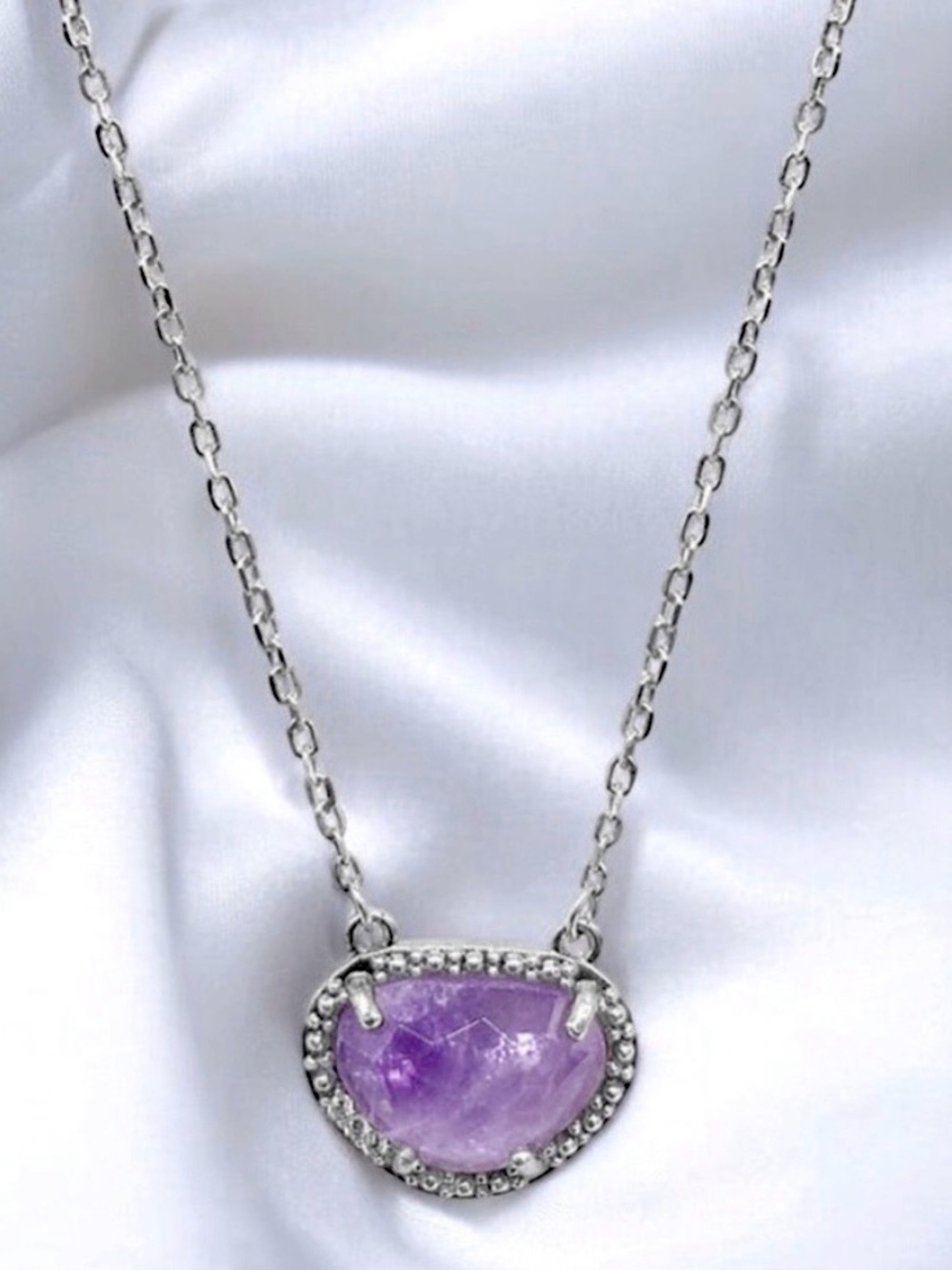 Adornia Fine Sterling Silver Amethyst Halo Pendant Necklace 16+2”